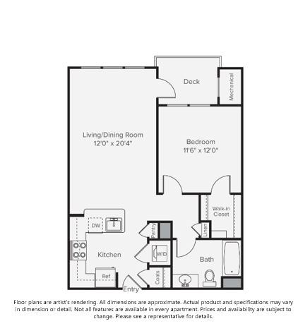 A floorplan of an apartment home
